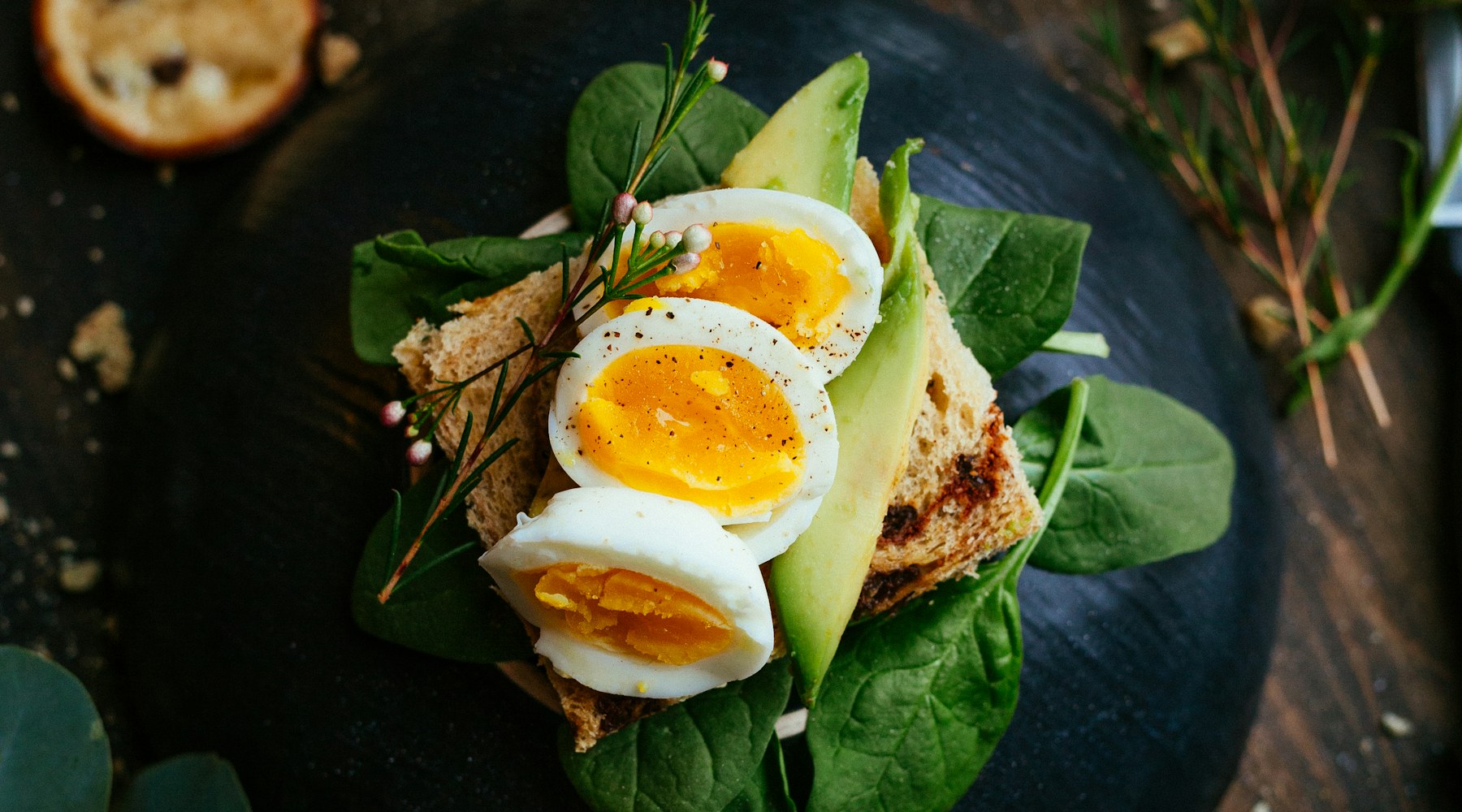 Breakfast and brunch plates arranged from above