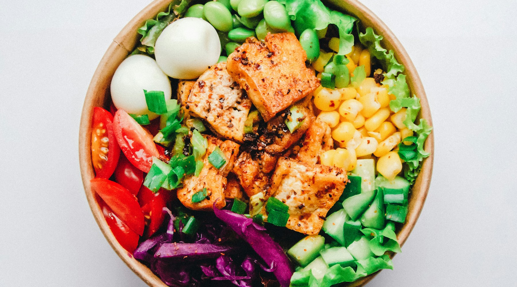 Colourful nutritious bowl meal ready to serve