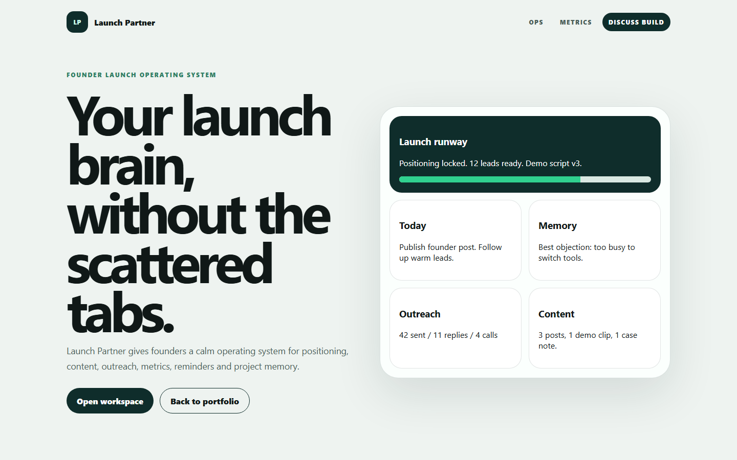 Launch Partner landing page screenshot