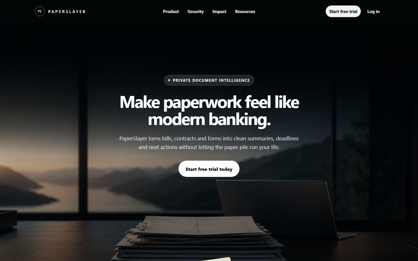 PaperSlayer landing page screenshot