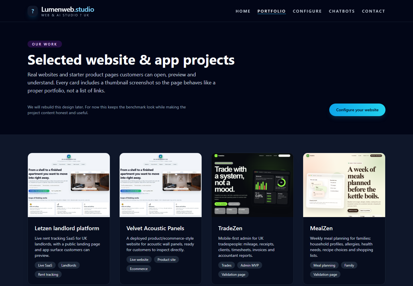 Full portfolio page screenshot